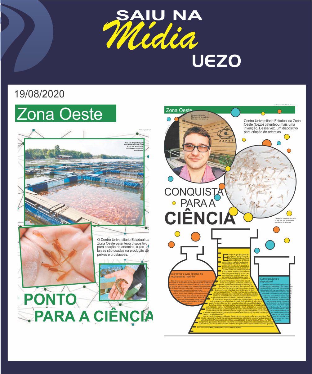 UEZO patenteou dispositivo para criação de artemias