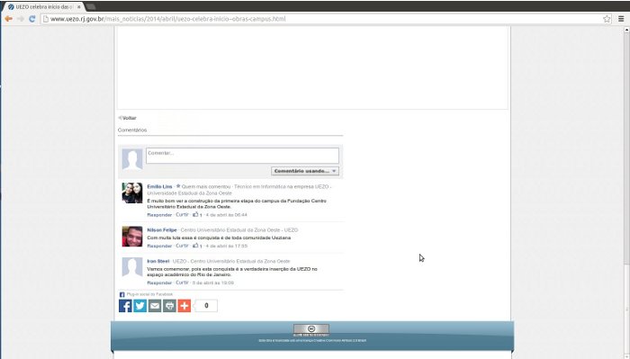 Comentários das nostícias